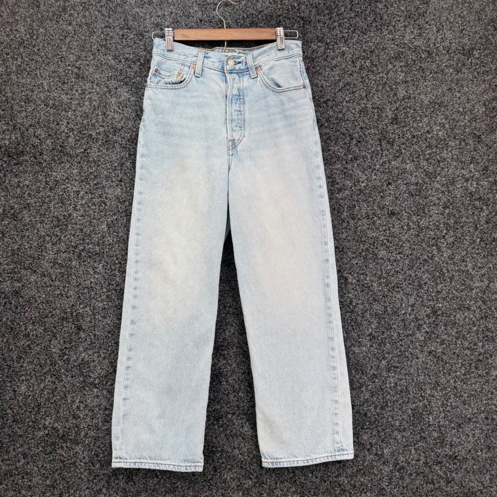 Levis Premium Ribcage Straight Jeans Light Wash High Rise Button Fly Size 27